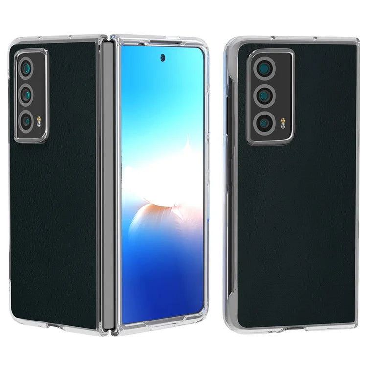 For Honor Magic Vs2 5G Case Transparent Edge Leather+PC Phone Cover