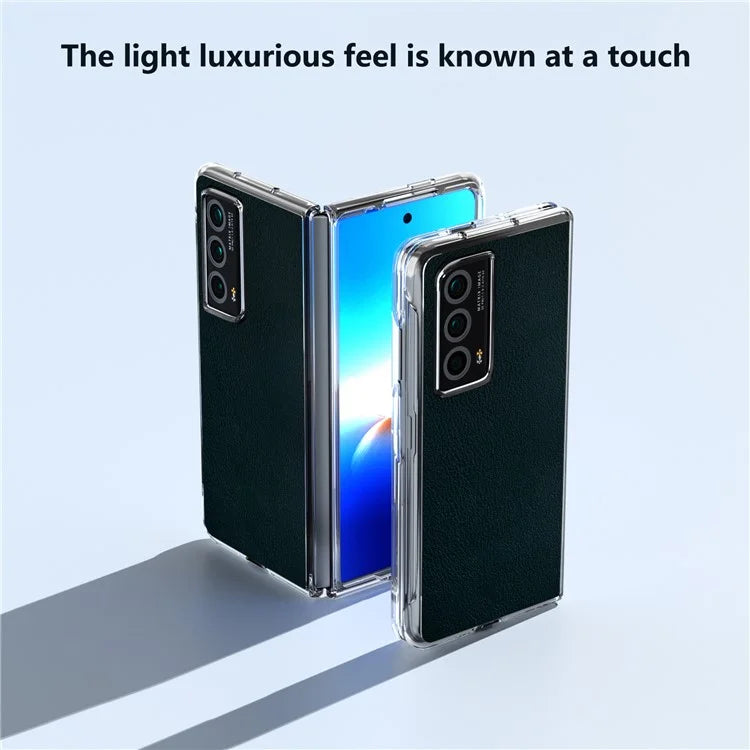 For Honor Magic Vs2 5G Case Transparent Edge Leather+PC Phone Cover