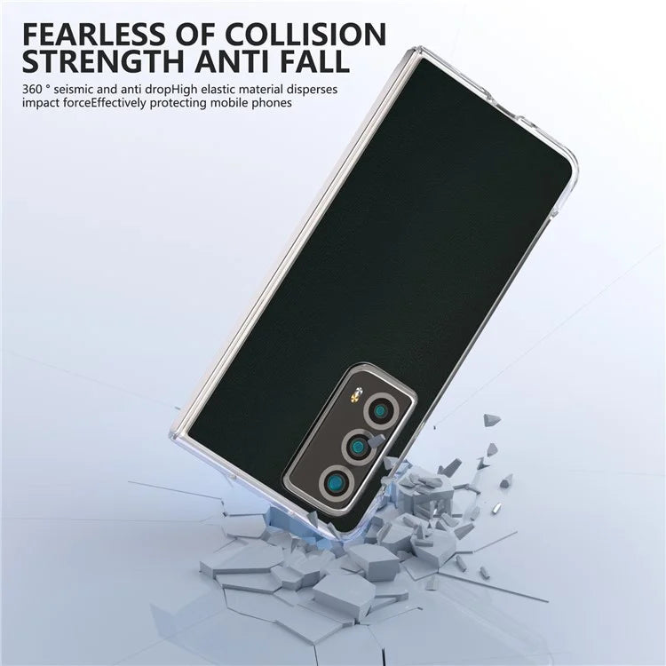 For Honor Magic Vs2 5G Case Transparent Edge Leather+PC Phone Cover