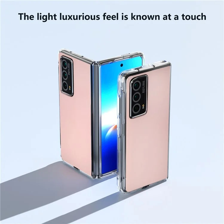 For Honor Magic Vs2 5G Case Transparent Edge Leather+PC Phone Cover