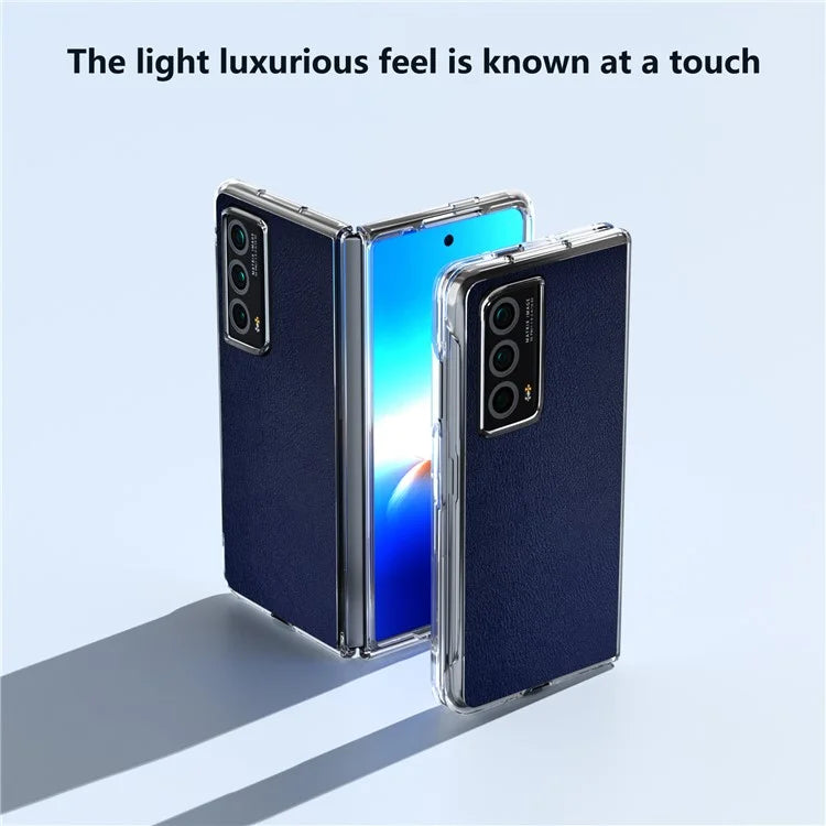 For Honor Magic Vs2 5G Case Transparent Edge Leather+PC Phone Cover