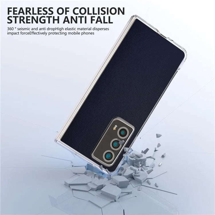 For Honor Magic Vs2 5G Case Transparent Edge Leather+PC Phone Cover