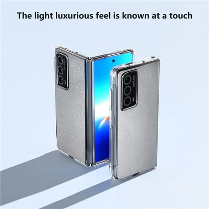 For Honor Magic Vs2 5G Case Transparent Edge Leather+PC Phone Cover