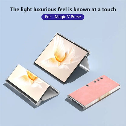 For Honor V Purse Case Clear Edge PU+PC Folding Phone Cover