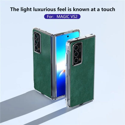 For Honor Magic Vs2 5G Case Clear Edge Leather+PC Protective Slim Cover