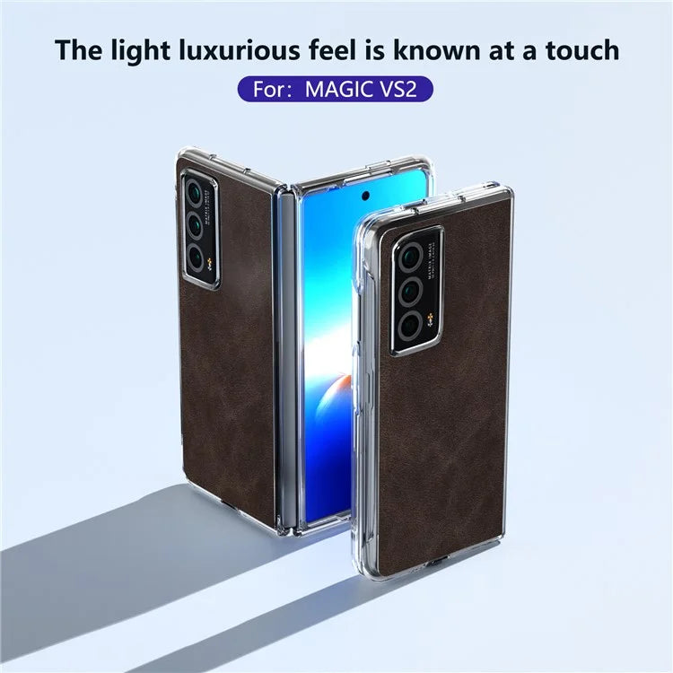 For Honor Magic Vs2 5G Case Clear Edge Leather+PC Protective Slim Cover
