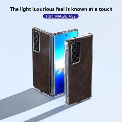 For Honor Magic Vs2 5G Case Clear Edge Leather+PC Protective Slim Cover