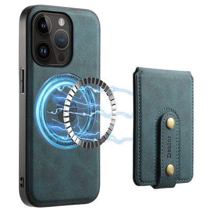 DENIOR D14 For iPhone 14 Pro Case Retro Leather Coated PC+TPU Kickstand Phone Cover Magnetic Detachable