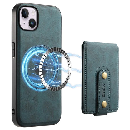 DENIOR D14 For iPhone 14 Plus Case Compatible with MagSafe Leather+TPU+PC Card Bag Phone Cover