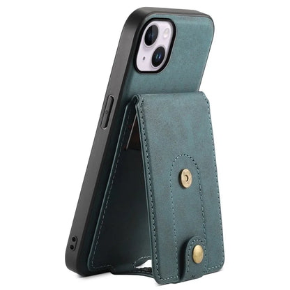 DENIOR D14 For iPhone 14 Plus Case Compatible with MagSafe Leather+TPU+PC Card Bag Phone Cover