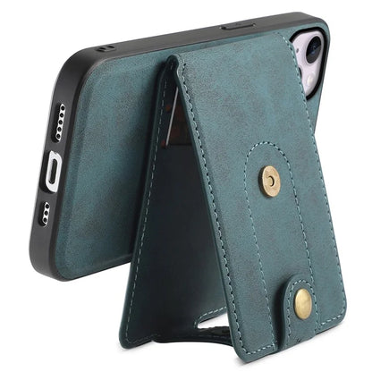 DENIOR D14 For iPhone 14 Plus Case Compatible with MagSafe Leather+TPU+PC Card Bag Phone Cover