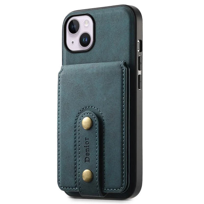 DENIOR D14 For iPhone 14 Plus Case Compatible with MagSafe Leather+TPU+PC Card Bag Phone Cover