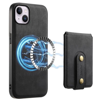 DENIOR D14 For iPhone 14 Plus Case Compatible with MagSafe Leather+TPU+PC Card Bag Phone Cover