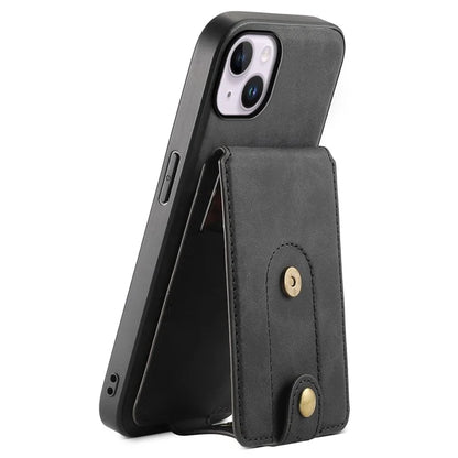 DENIOR D14 For iPhone 14 Plus Case Compatible with MagSafe Leather+TPU+PC Card Bag Phone Cover