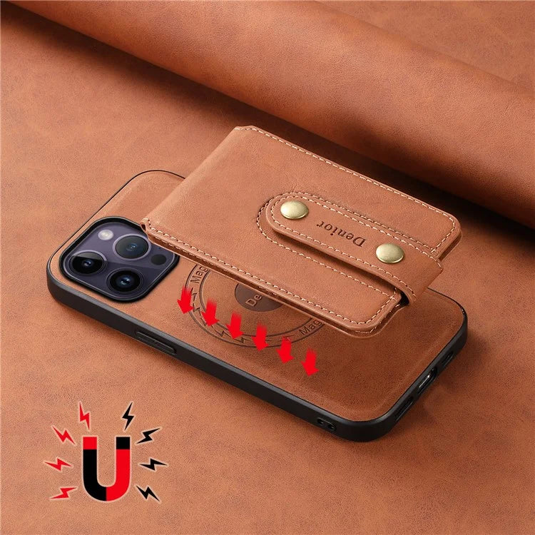DENIOR D14 For iPhone 14 Pro Max Magnetic Case Card Bag Detachable Leather Phone Back Cover