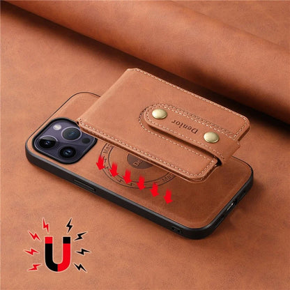 DENIOR D14 For iPhone 14 Pro Max Magnetic Case Card Bag Detachable Leather Phone Back Cover