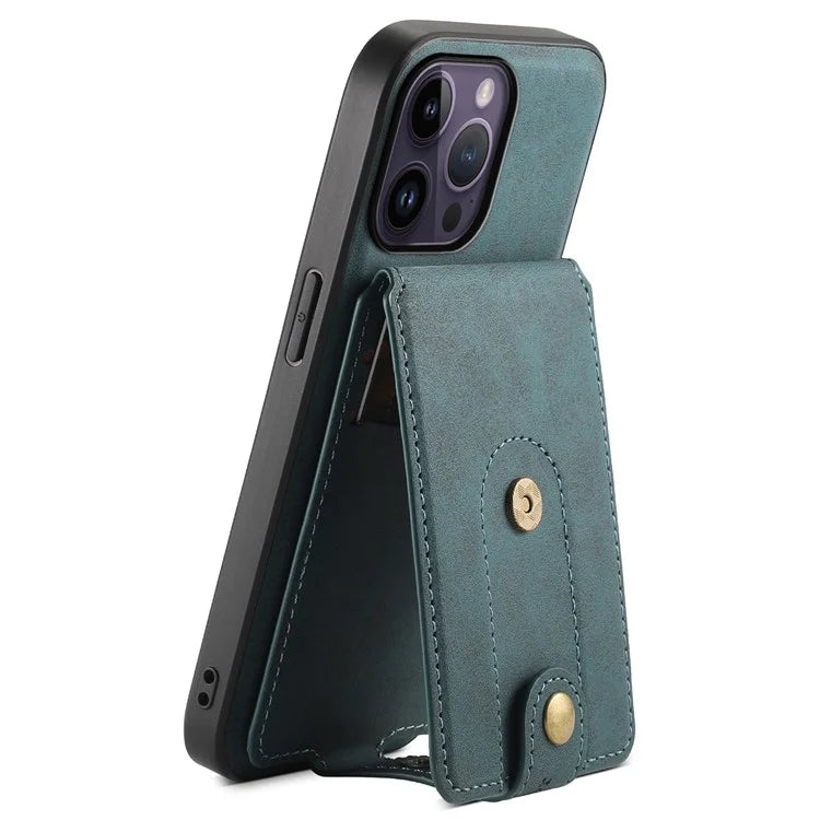 DENIOR D14 For iPhone 14 Pro Max Magnetic Case Card Bag Detachable Leather Phone Back Cover