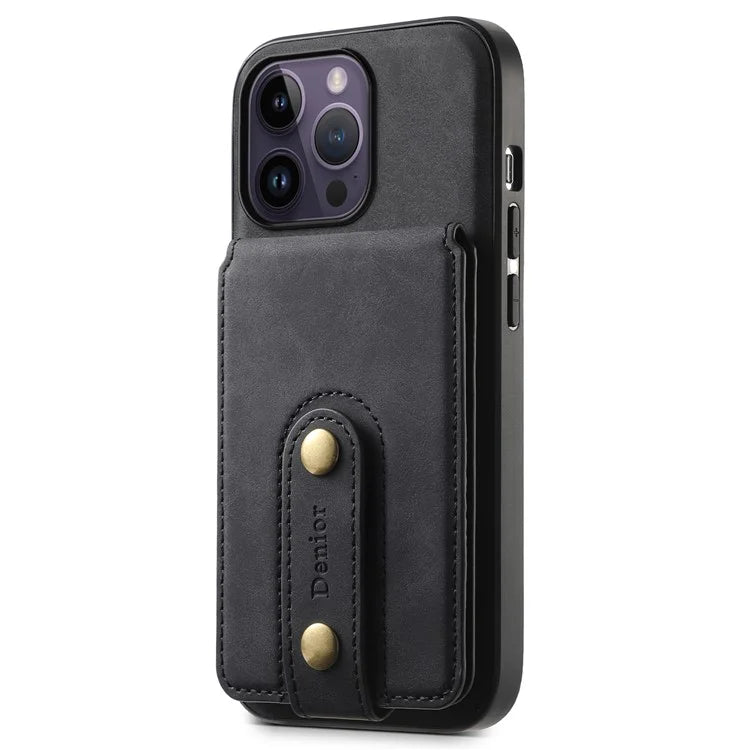 DENIOR D14 For iPhone 14 Pro Max Magnetic Case Card Bag Detachable Leather Phone Back Cover