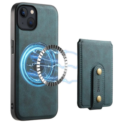 DENIOR D14 For iPhone 13 / 14 Case Retro PU+PC+TPU Kickstand Phone Cover with Magnetic Card Holder