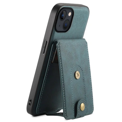 DENIOR D14 For iPhone 13 / 14 Case Retro PU+PC+TPU Kickstand Phone Cover with Magnetic Card Holder