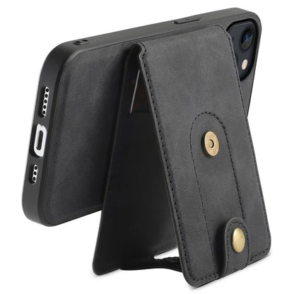 DENIOR D14 For iPhone 13 / 14 Case Retro PU+PC+TPU Kickstand Phone Cover with Magnetic Card Holder