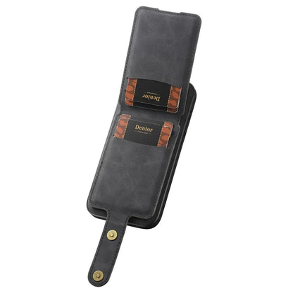 DENIOR D14 For iPhone 13 / 14 Case Retro PU+PC+TPU Kickstand Phone Cover with Magnetic Card Holder