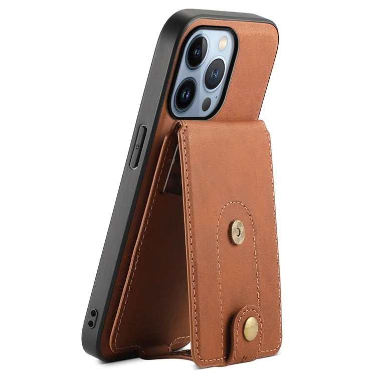 DENIOR D14 For iPhone 13 Pro Case Compatible with MagSafe Leather Kickstand Card Slots Back Cover