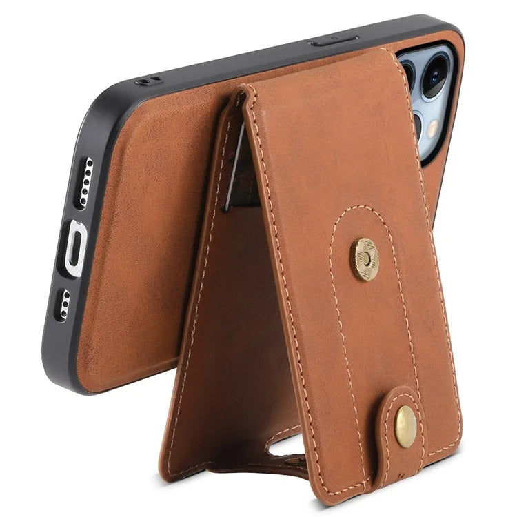 DENIOR D14 For iPhone 13 Pro Case Compatible with MagSafe Leather Kickstand Card Slots Back Cover