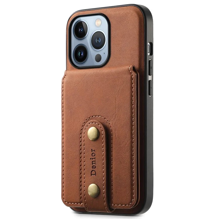 DENIOR D14 For iPhone 13 Pro Case Compatible with MagSafe Leather Kickstand Card Slots Back Cover