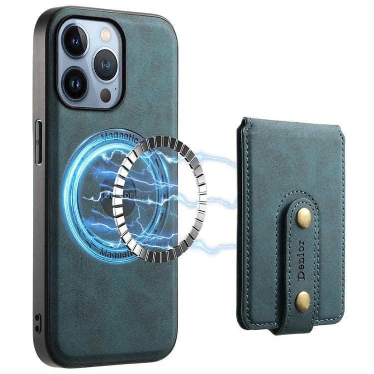 DENIOR D14 For iPhone 13 Pro Case Compatible with MagSafe Leather Kickstand Card Slots Back Cover