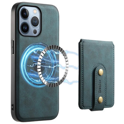 DENIOR D14 For iPhone 13 Pro Case Compatible with MagSafe Leather Kickstand Card Slots Back Cover