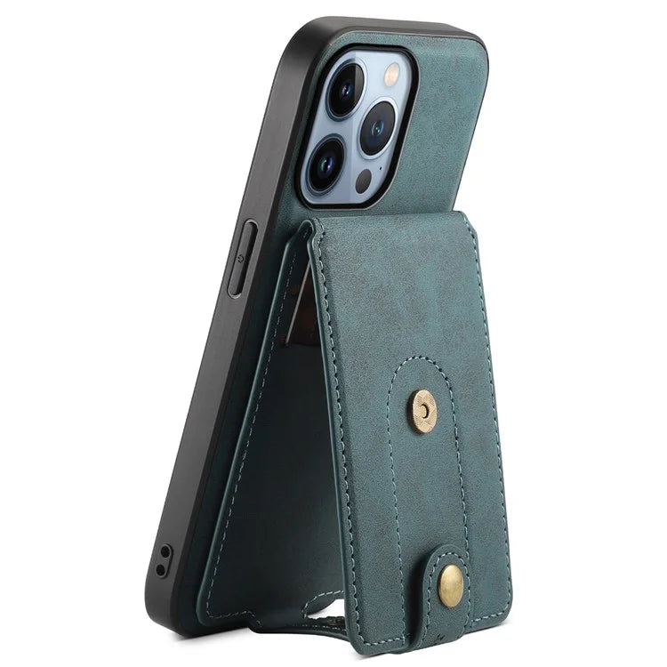 DENIOR D14 For iPhone 13 Pro Case Compatible with MagSafe Leather Kickstand Card Slots Back Cover