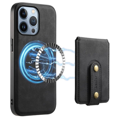 DENIOR D14 For iPhone 13 Pro Case Compatible with MagSafe Leather Kickstand Card Slots Back Cover