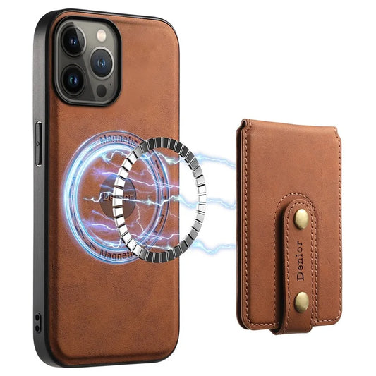 DENIOR D14 For iPhone 13 Pro Max Magnetic Case 2 in 1 Detachable Leather+PC+TPU Phone Cover