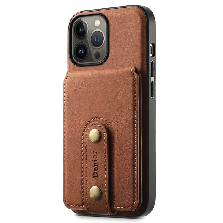 DENIOR D14 For iPhone 13 Pro Max Magnetic Case 2 in 1 Detachable Leather+PC+TPU Phone Cover