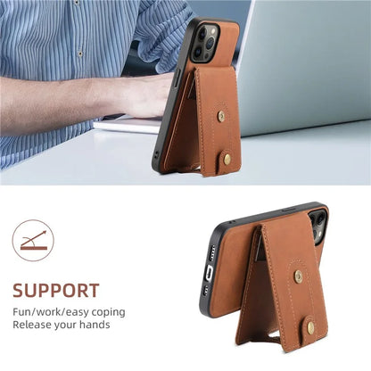 DENIOR D14 For iPhone 13 Pro Max Magnetic Case 2 in 1 Detachable Leather+PC+TPU Phone Cover