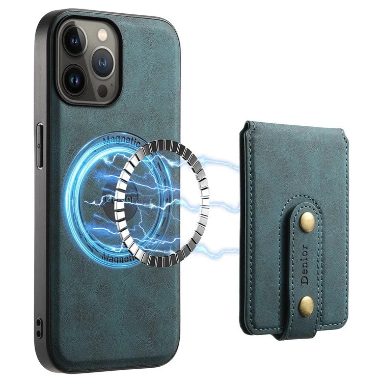 DENIOR D14 For iPhone 13 Pro Max Magnetic Case 2 in 1 Detachable Leather+PC+TPU Phone Cover