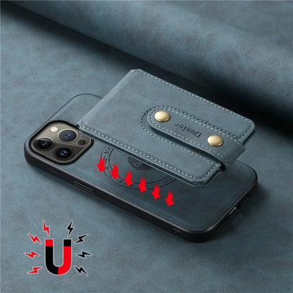 DENIOR D14 For iPhone 13 Pro Max Magnetic Case 2 in 1 Detachable Leather+PC+TPU Phone Cover