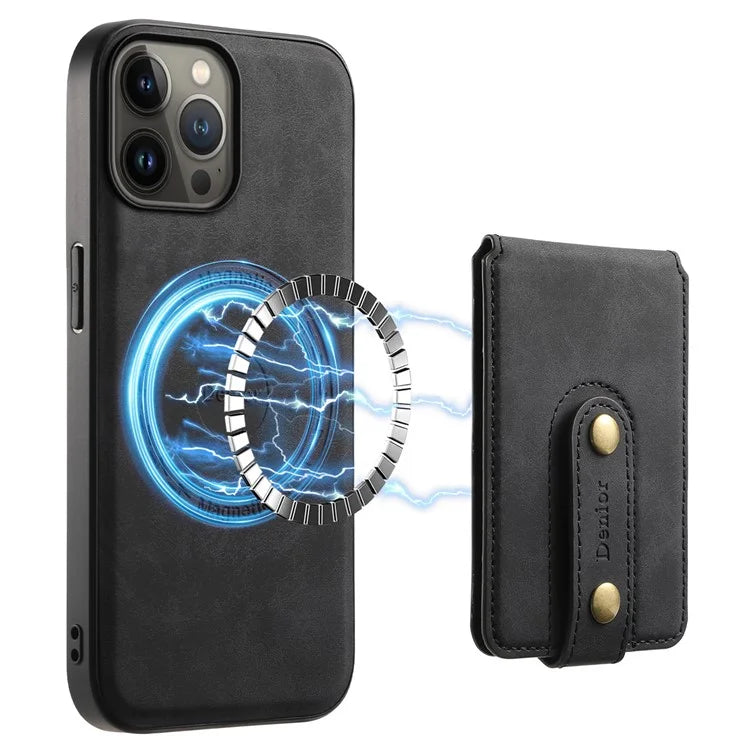 DENIOR D14 For iPhone 13 Pro Max Magnetic Case 2 in 1 Detachable Leather+PC+TPU Phone Cover