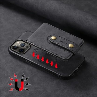 DENIOR D14 For iPhone 13 Pro Max Magnetic Case 2 in 1 Detachable Leather+PC+TPU Phone Cover