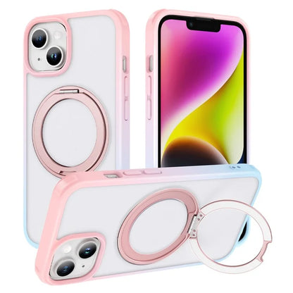 For iPhone 13 / 14 Magnetic Case Ring Kickstand PC+TPU Phone Cover