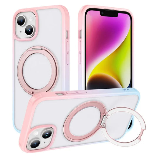 For iPhone 13 / 14 Magnetic Case Ring Kickstand PC+TPU Phone Cover