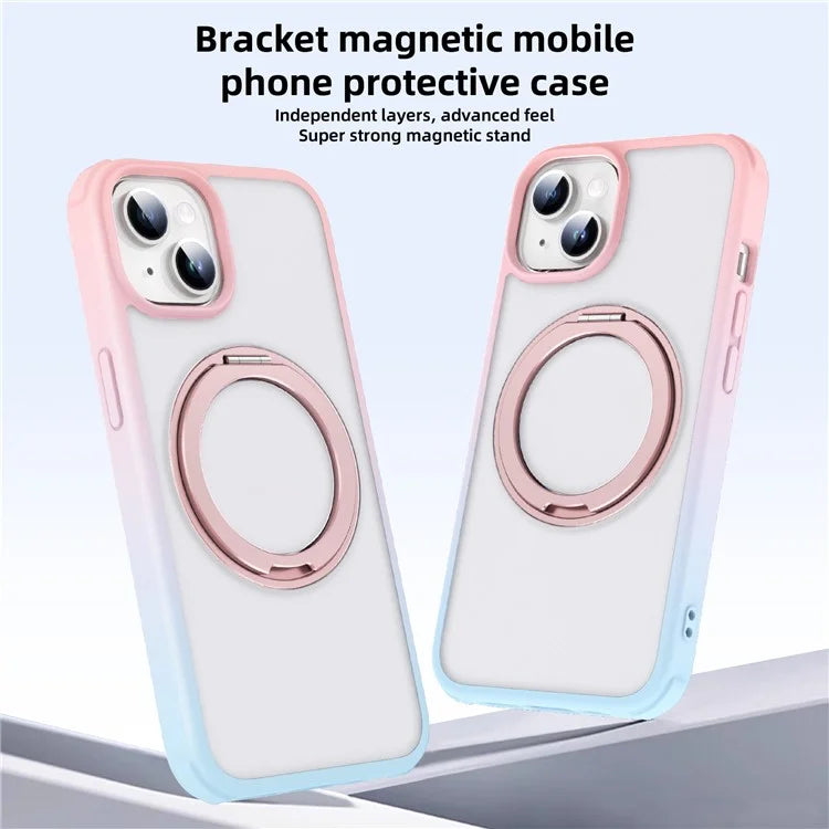 For iPhone 13 / 14 Magnetic Case Ring Kickstand PC+TPU Phone Cover