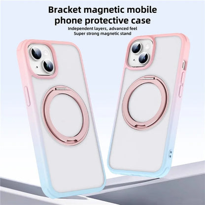For iPhone 13 / 14 Magnetic Case Ring Kickstand PC+TPU Phone Cover