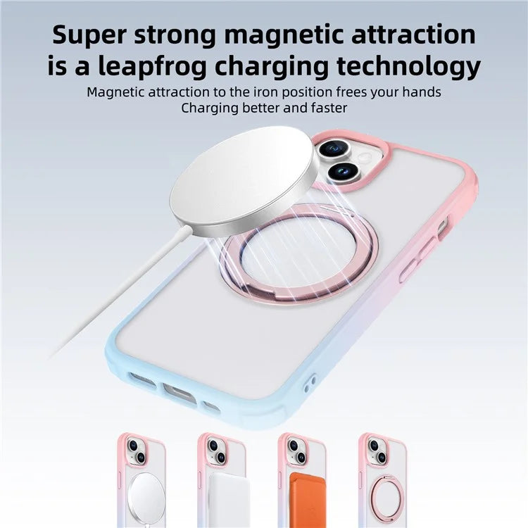 For iPhone 13 / 14 Magnetic Case Ring Kickstand PC+TPU Phone Cover