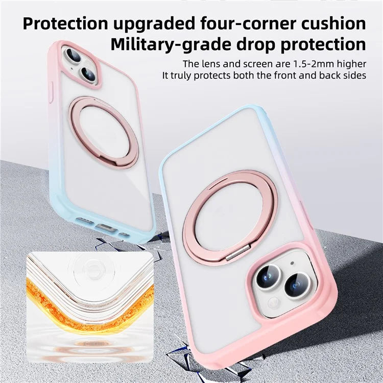 For iPhone 13 / 14 Magnetic Case Ring Kickstand PC+TPU Phone Cover