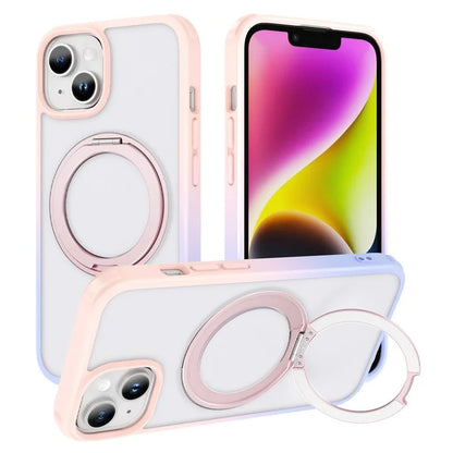 For iPhone 13 / 14 Magnetic Case Ring Kickstand PC+TPU Phone Cover