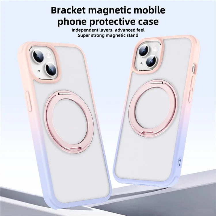 For iPhone 13 / 14 Magnetic Case Ring Kickstand PC+TPU Phone Cover