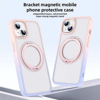 For iPhone 13 / 14 Magnetic Case Ring Kickstand PC+TPU Phone Cover