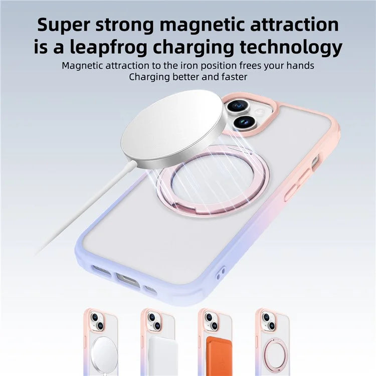 For iPhone 13 / 14 Magnetic Case Ring Kickstand PC+TPU Phone Cover
